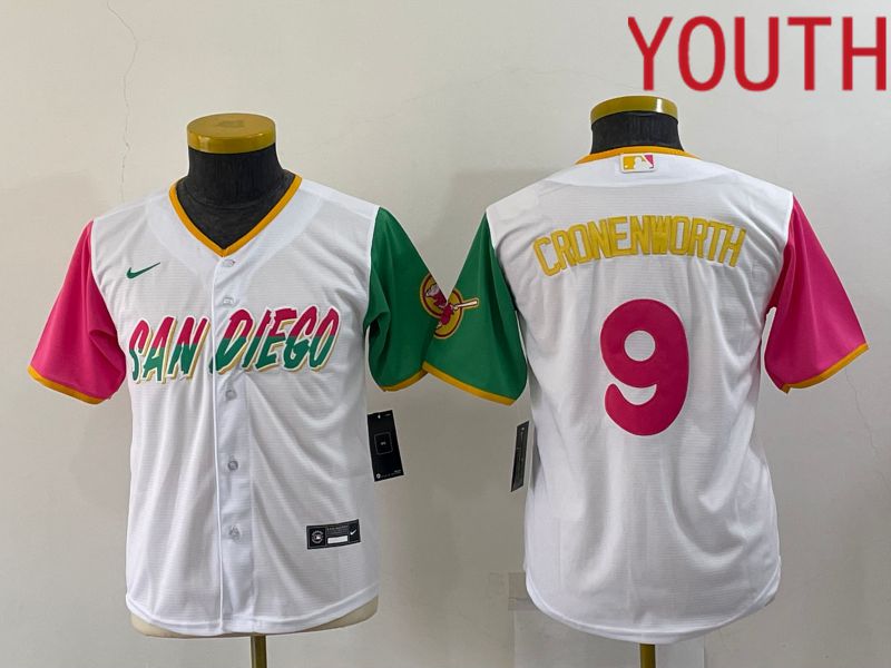 Youth San Diego Padres #9 Cronenworth White City Edition Nike 2022 MLB Jersey